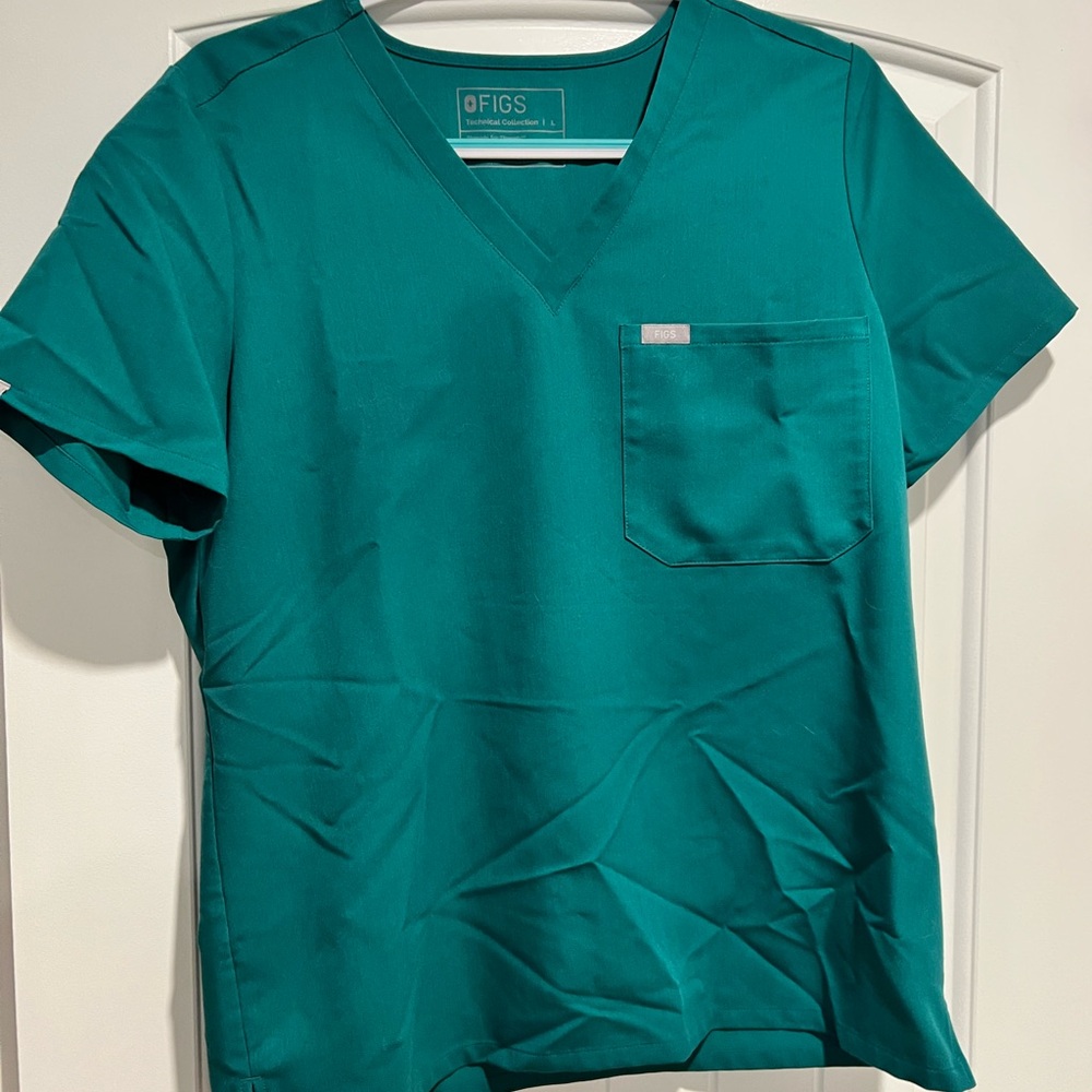 Figs Teal V-Neck Scrub Top